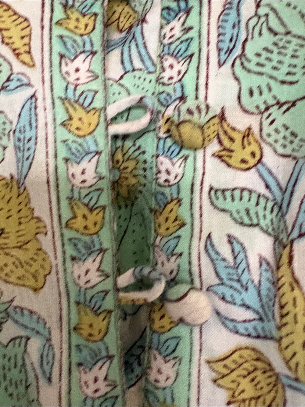 SUE SARTOR Flounce Maxi Dress in Mint Green and Mustard Floral-medium - Picture 6 of 6